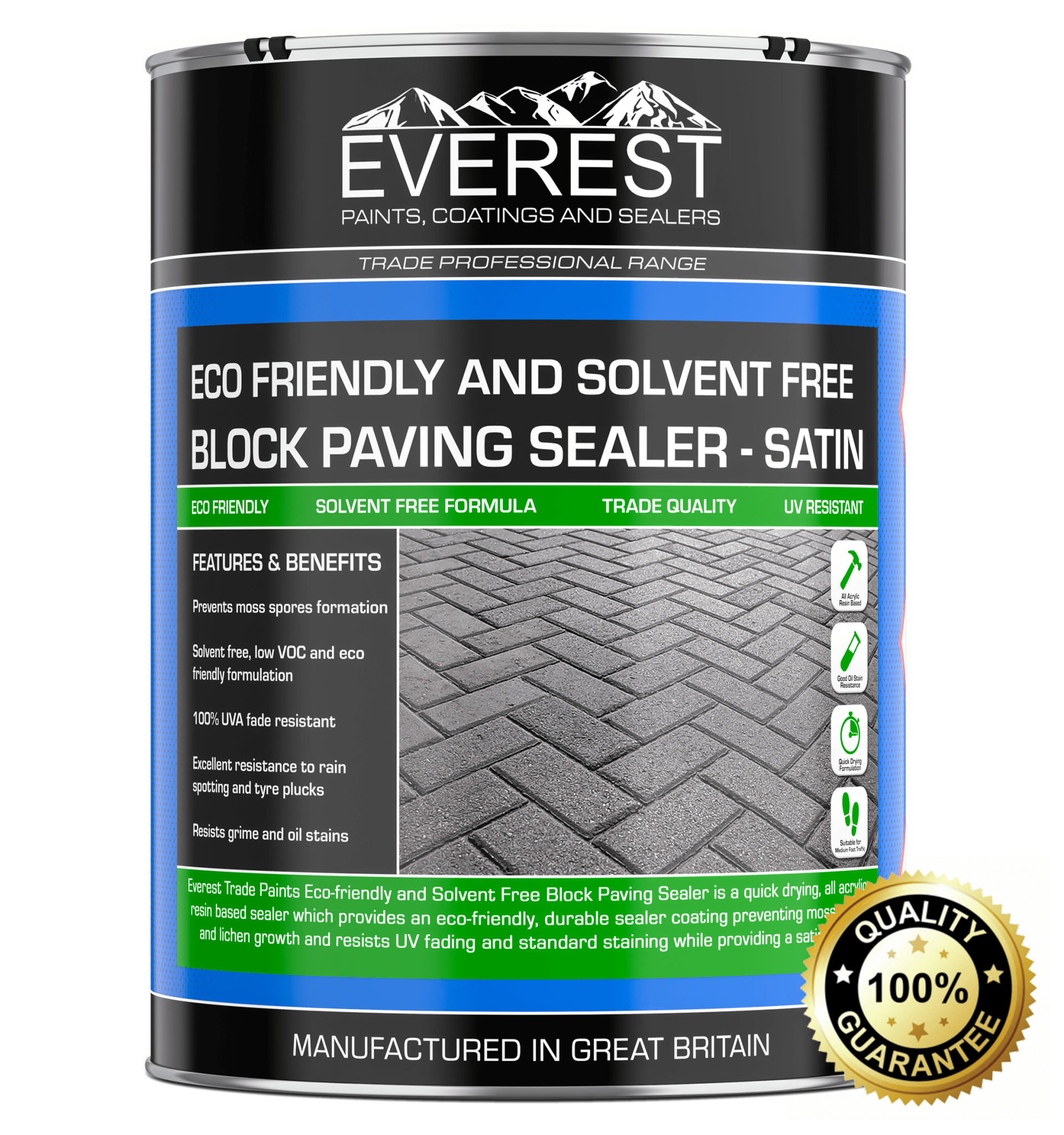 SummitSeal - Block Paving Sealer – Acrylic Water Based – Colour Enhancer - Everest Paints